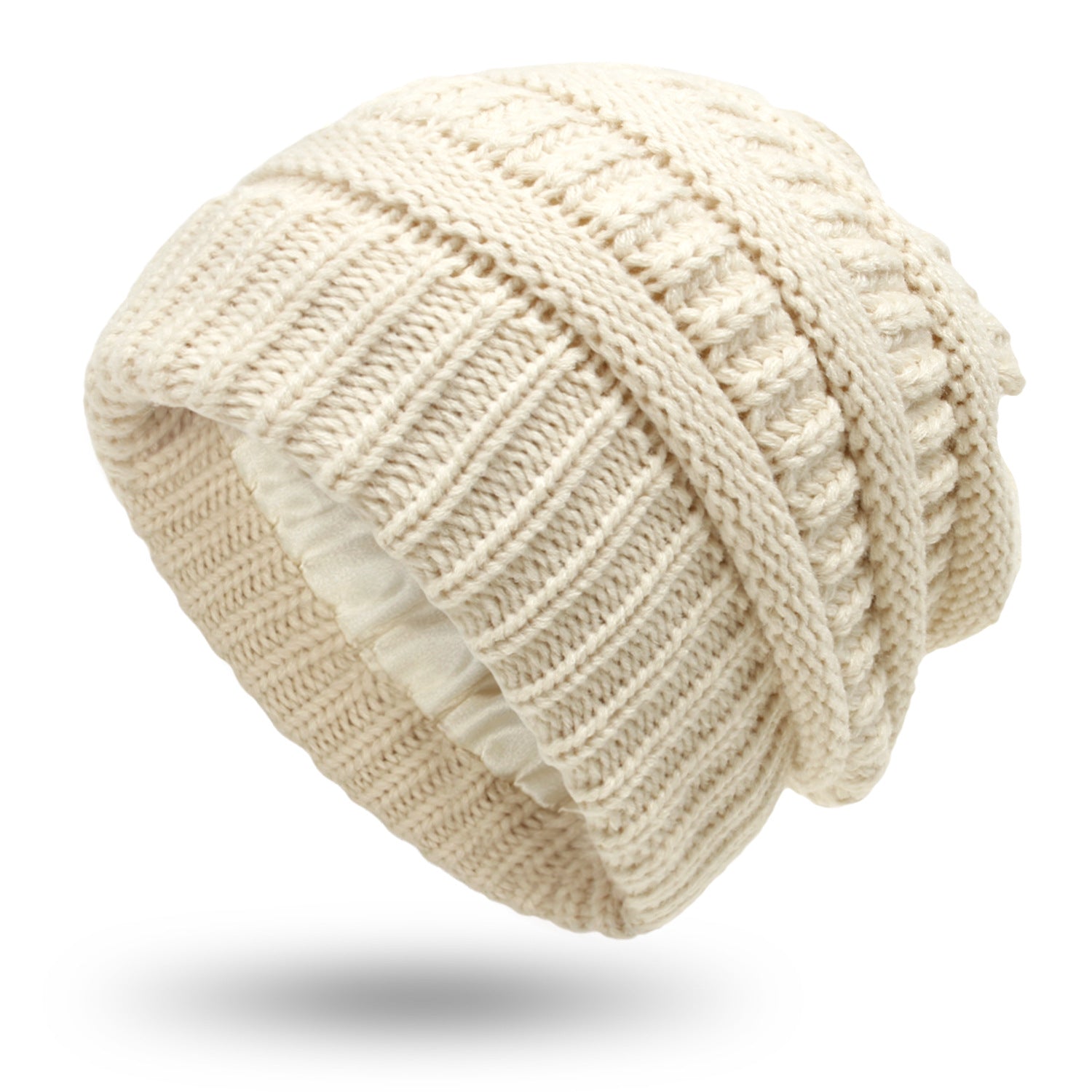 Warm Woolen Knit Satin Lined Hats