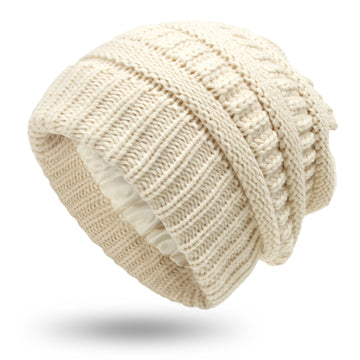 Warm Woolen Knit Satin Lined Hats